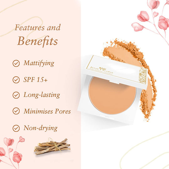 Mattifying and Hydrating SPF 15+ Compact Powder with Rice Starch & Liquorice Root