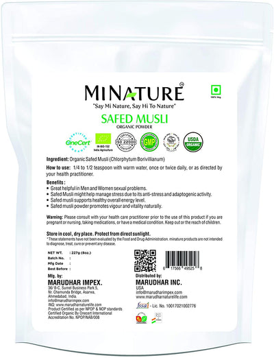 Organic Safed Musli Powder 227g - USDA Certified