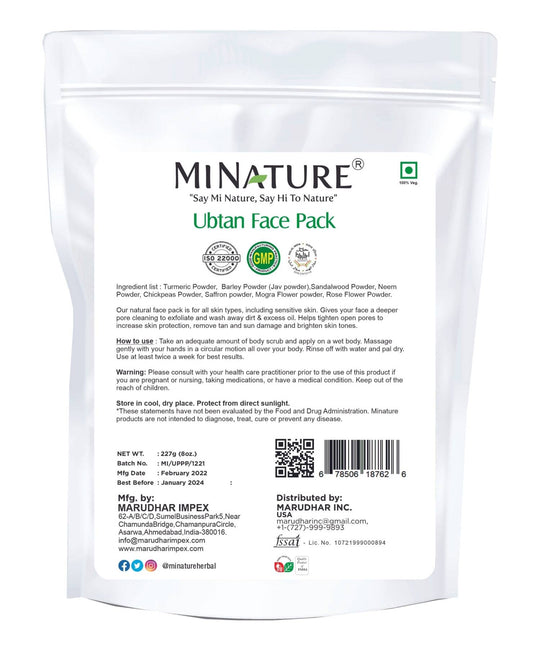 100% Natural Ubtan Face Pack 227g