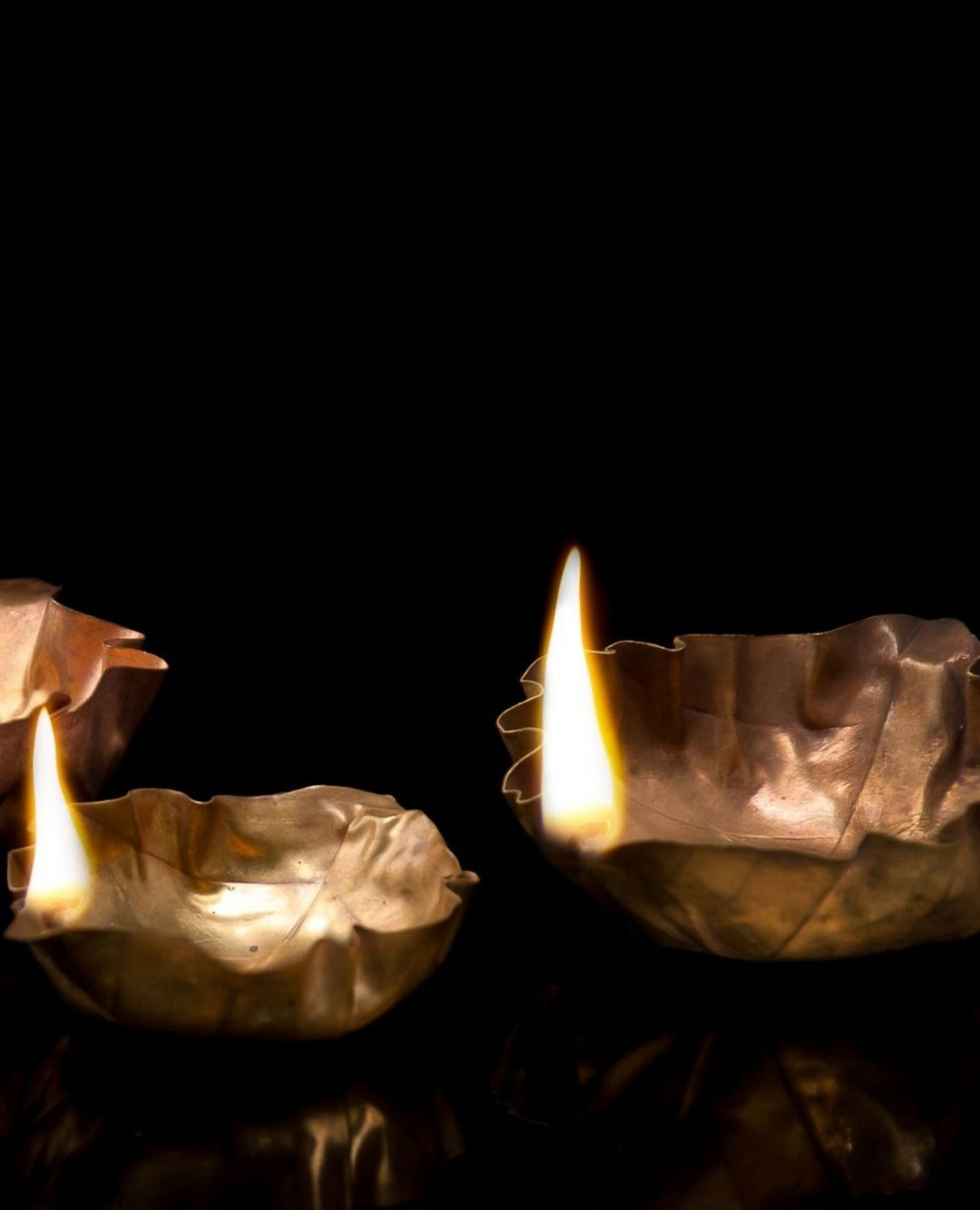 Brass Floating Leaf Shaped Lamps (Diyas) | Tea-light candle holder.