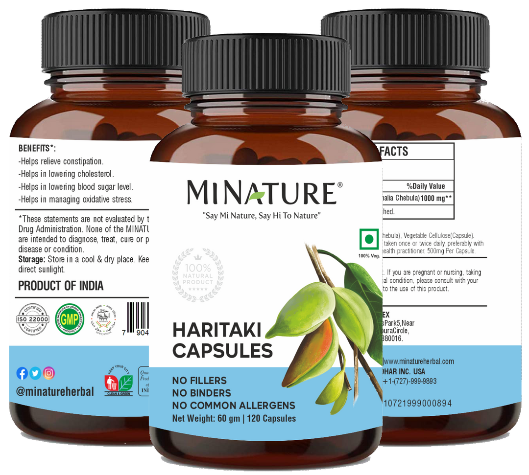 100% Natural Haritaki Capsules 60 Veg Caps | 500mg